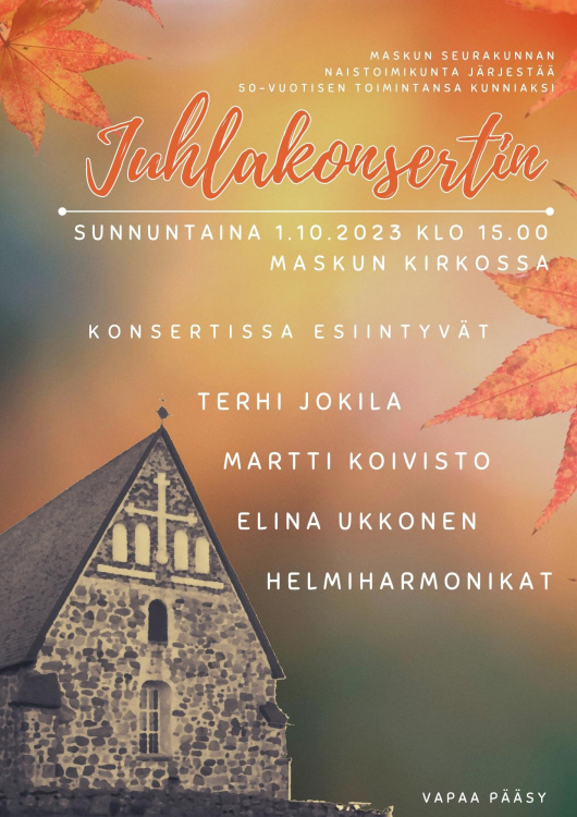 Juhlakonsertti; Seurakunnan naistoimikunta 50 vuotta